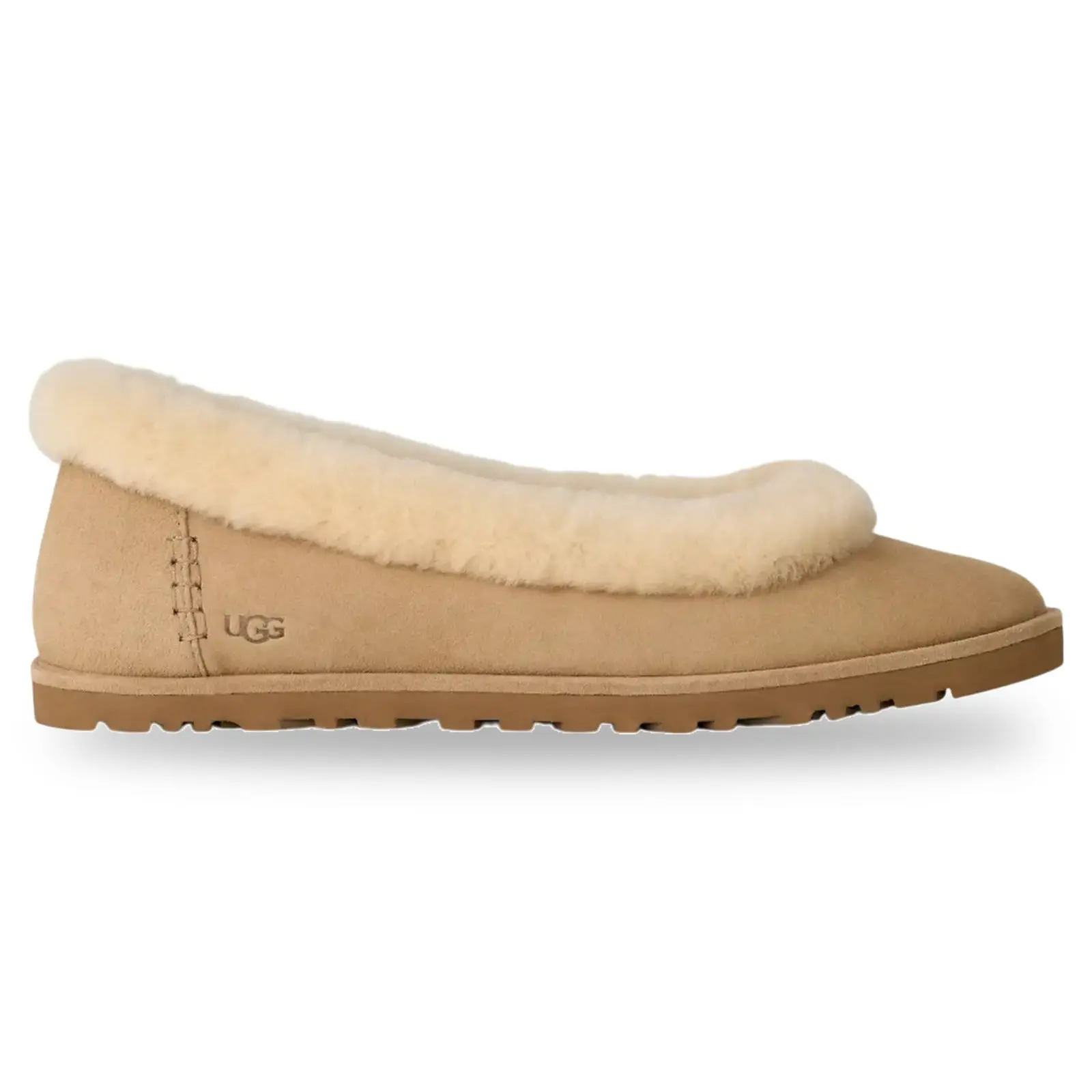 UGG Zora Women's Classic Slip On Suede Upper Ballet Flat, Comfortable Fuzzy Lined Slipper for Everyday Wear - Sand, Footwear, Flat Heel, Casual, Brand New & Original, 100% Authenticity Guaranteed, Closed Toe, Ready To Ship, No, Us W 10