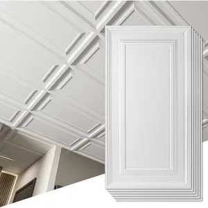 12-Pack Drop Ceiling Tiles 2x4 Ft, PVC Decorative Ceiling Covering Panels for Basement Kitchen Bathroom, 24x48 Inch, Cover 96 Sq. Ft, Smooth White