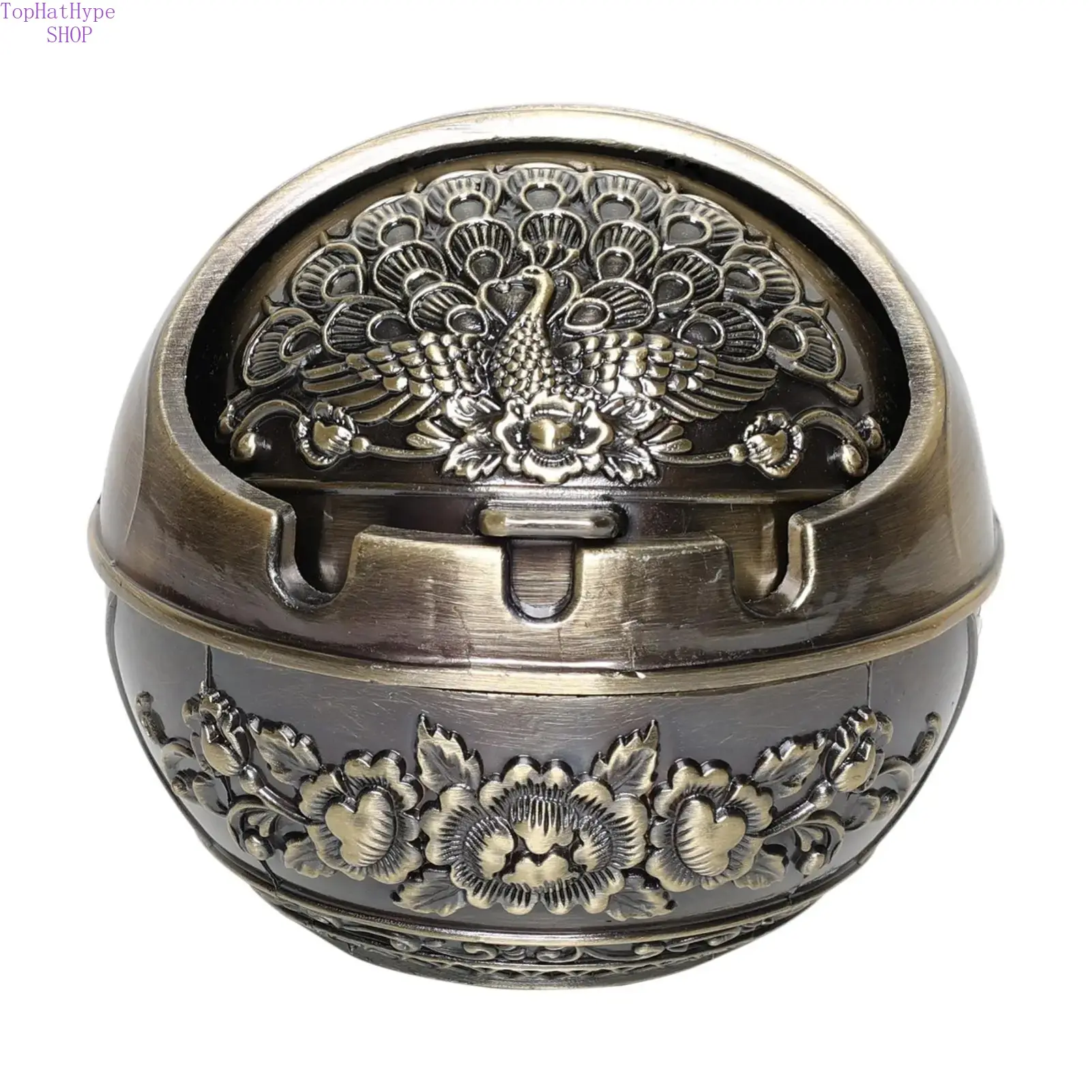 Vintage Aluminium Peacock Pattern Metal Ashtray - Lightweight Pocket-Size Portable Reusable Smokeless Durable Waterproof Ash Holder, Unique Decor, Decorative Indoor Home Use Charm Accent, Antique Home Gift Fashion Accessory, Room Decor, Vintage Home Decor