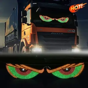 RGB Dynamic Demon Eye Decorative Light Truck Devil's Eye Light Led Display Decor Pixel Panel Windshield USB 5V Multi-Mode Lamp Effect for Car Dashboard, Truck Cab Vehicle Customization Display