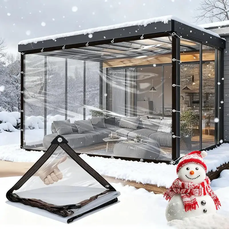 2Pack 10×13FT PE Heavy-Duty Waterproof Clear Tarps, Upgraded Tear-Resistant Transparent Tarpaulin for Outdoor Porches, Quick Installation for Patio, Greenhouse, Chicken Coop, Porch & Summer Outdoor Decor, Garden Plants, Outdoor Garden Rain Tent