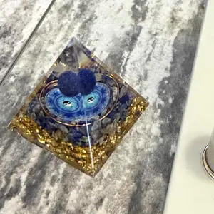 Orgone Pyramid, 1 Count Positive Energy Pyramid, Home Decor, Orgonite Pyramid for Home Desk Office Table Ornament, Crystal Sphere