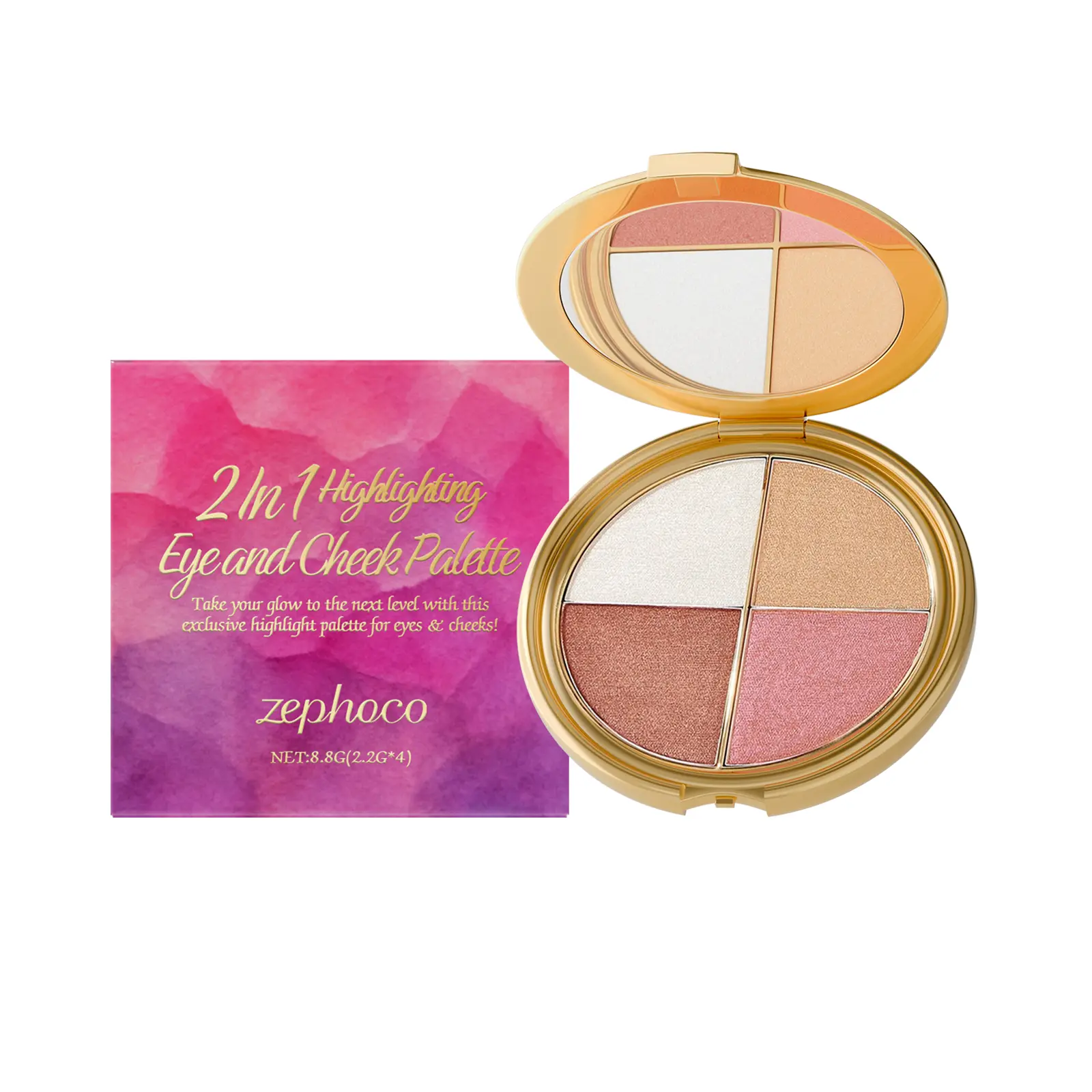 3-in-1 Cosmetic Palette for a Natural Glow Boost, Silky Smooth Highlighter, Blush & Eyeshadow, Compact Glowing Makeup for Daily Use, Radiant, Natural Look, Infinite Glow