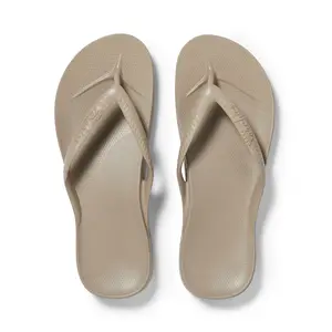 Archies Arch Support Flip Flops for Women - Taupe– Orthotic Sandals for Plantar Fasciitis Relief – Lightweight, Cushioning, Shock-Absorbing Thong Sandals for Walking, Foot Pain & All-Day Comfort
