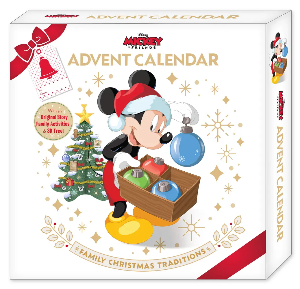 Used Hardcover Book - Mickey & Friends Advent Calendar: Family Christmas Traditions (Misc.) - English, Holiday Storytelling, Perforated Windows, Good Condition