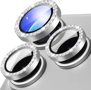 Diamond embedded crystal lens protectors for iPhone 17/16/15/14/13 and Pro Max, Pro, scratch resistant, wear-resistant, and stylish camera lens protectors. 9H hardness anti shatter, high-definition transparent metal flash lens cover