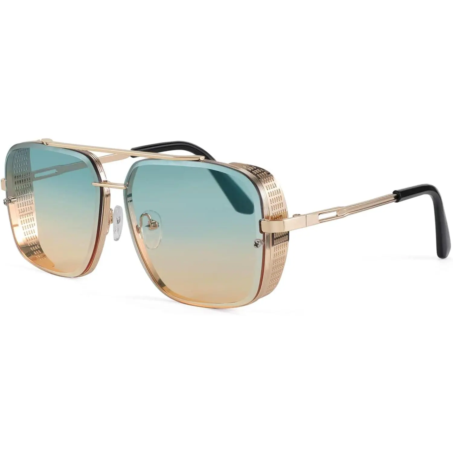 EyeconicFinds Polarized Rimless Sunglasses - Men's & Women's Vintage Pilot-Square Metal Steampunk Shades, Windproof for Fishing & Driving, Model B2894