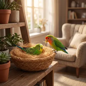 Coconut Fiber Bird Nest Pad for Parrots Lovebird Parakeet Natural Shredded Coconut Warm Breathable Nesting Mat for Pet Birds Habitat Decoration lover feeder pole small grey african supply large