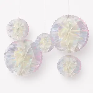 Iridescent Luminous Mini Honeycomb Hanging Decorations, 5-Inch, 5-Pack