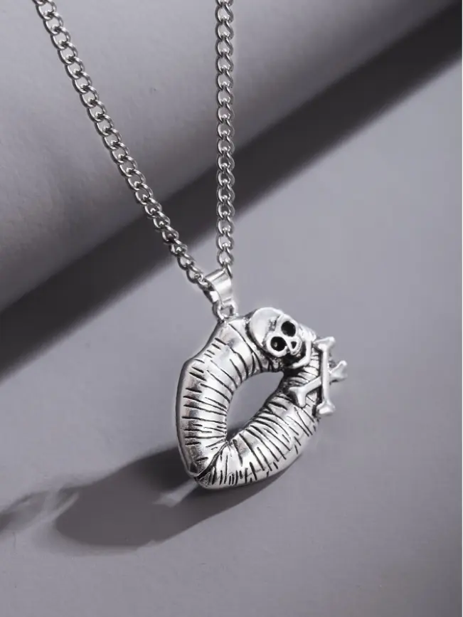 Hollow Lips Pendant Necklace Punk Rock Metal Jewellery
