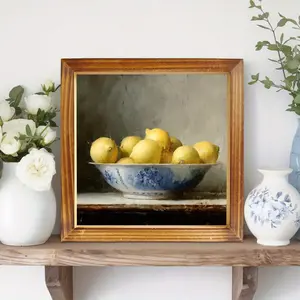 1pc Farmhouse Rustic Wooden Lemon Tree Landscape Art Sign - 8x8 Inch Recycled Composite Wood Wall Decor for Kitchen, Garage, Office - Bohemian Style Reusable Holiday Gift & Lemon Kitchen Decoration, Lemon Decor, Vibrant Still Life, 2D Flat