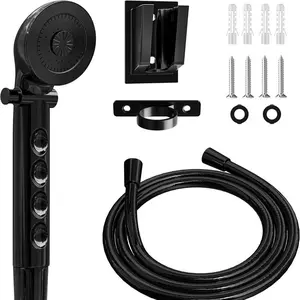 RV Shower Head with Hose, Outdoor Non-Metallic Camping Shower Kit, Includes Hose Guide and Shower Bar Holder, RV Shower Replacement Set