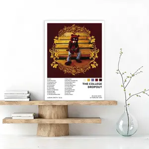 The College Dropout - music album cover, retro canvas poster, classic hip-hop rap art print, suitable for bedroom, office, living room, cafe, or dorm decoration; perfect for dorm birthday/Christmas/New Year's gifts; frameless.