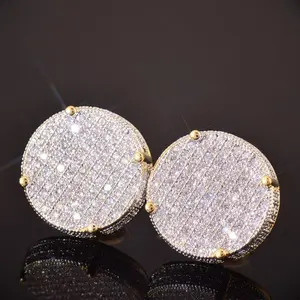 Hip-hop style large round stud earrings, simple design, fashionable style, elegant unisex studs for men and women