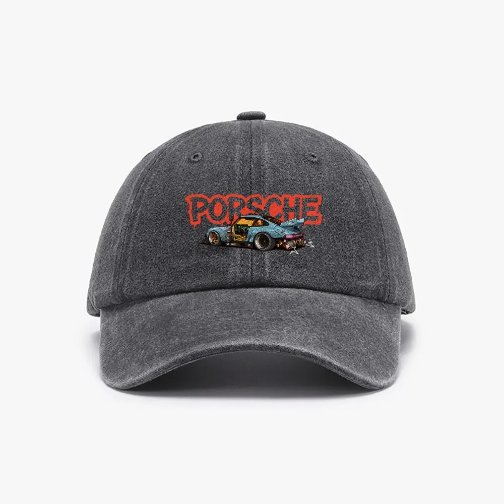 Vintage 911 Unisex Denim Baseball Cap - Adjustable Snapback, Casual Trendy Hat, 80s-90s Pattern, Anime Iconic Logo Heat Transfer, Green Dragon Ball Detail, Men's Gift, Adjustable Snapback Hat, Snapback Cap