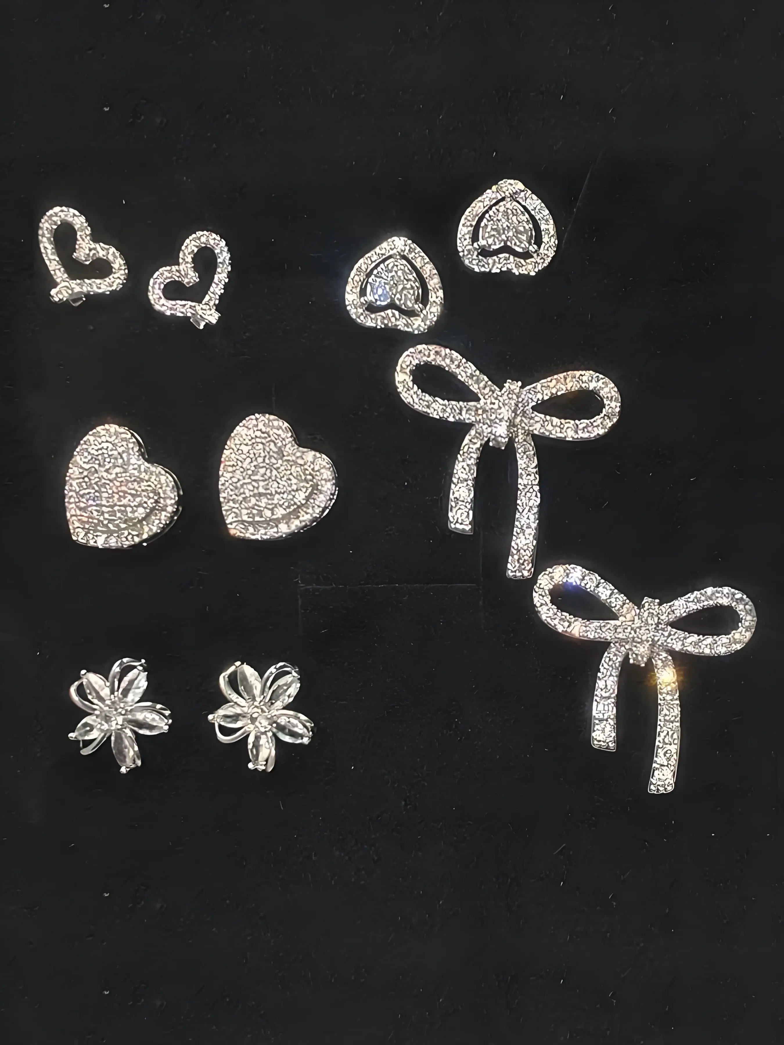 Women's Elegant Heart & Bow Stud Earring Set, Copper Fabric, Gift Box Included, Perfect for All Seasons Cute Jewelry Collection, Jewelry Gifts, Heart Shaped Earrings