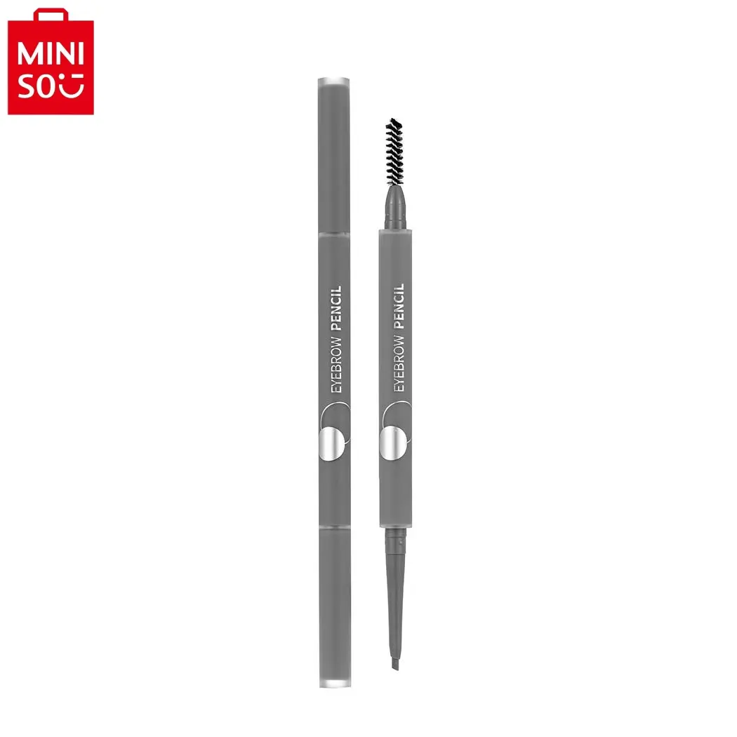 Miniso Chisel Tip Dual-Color Eyebrow Pencil - Black&Gray, Long-Lasting, Easy to Color, Smooth, Natural Shaping, Outlining, Filling, Blendable Cosmetic Eyebrow Products for Daily Makeup, Back To School