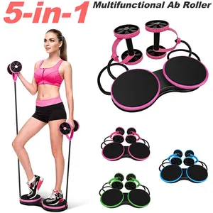 Multi-Use 5-in-1 Ab Roller with Resistance Bands & Waist Twister, Compact Home Fitness, Portable Twisting Trainer