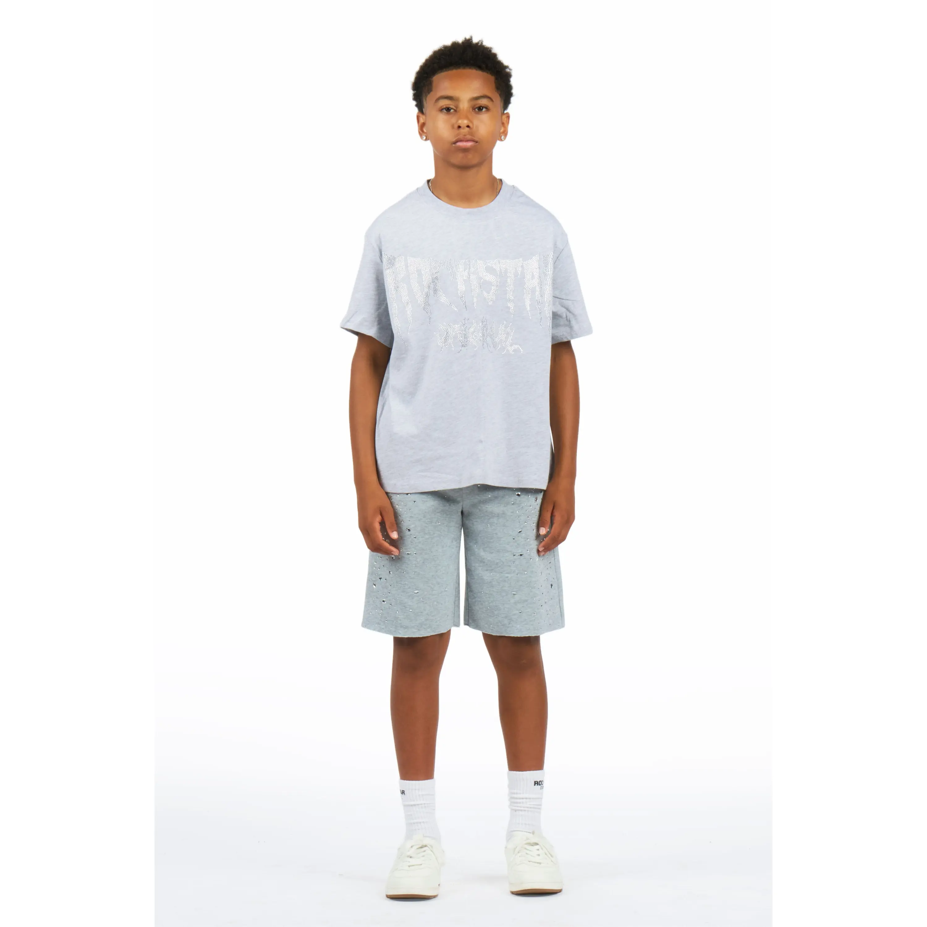 Boys Twinkle Grey Rhinestone Short Set