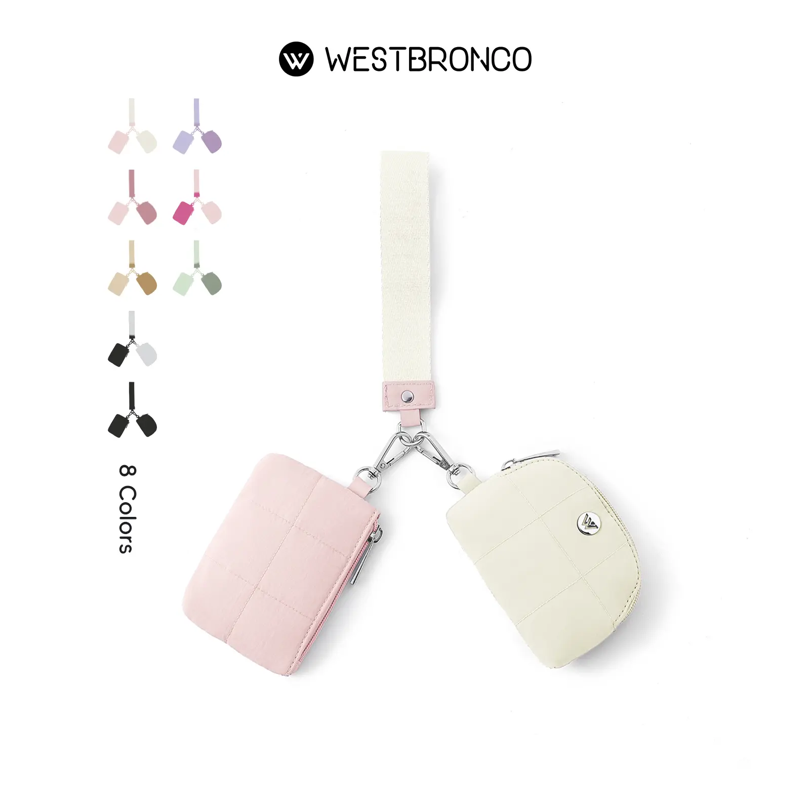 WESTBRONCO Wristlet Keychain Wallets for Women Summer Trendy Everday Dual Pouch Wristlet Detachable Small Zipperd Coin Purse Pocket Purse Accessories for Gift Idea Daily Use SummerSale
