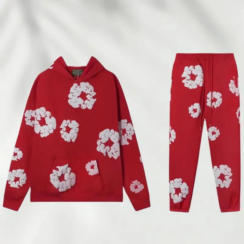 streetwear Essentials Hoodie Set Athleisure Hoodie  Foam Print & Breathable Fabric for Outdoor Chic
