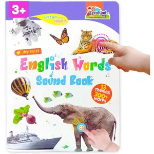 English Learning Talking Book for Kids 2 3 4 5 6 Years Old, 300+ Words Interactive Audio Sound Books for Toddlers, Early Learning Educational Electronic Musical Toy