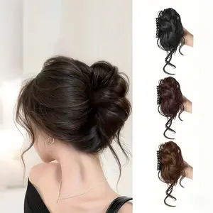 Women's Voluminous Ponytail Wig, Synthetic hair wigs, Synthetic hairpieces, made of high-temperature resistant synthetic fiber, naturally curly, easy-to-style ponytail extension, dark brown curly hair, secure fit, versatile wig