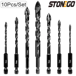 Tile Drill Bit Set (10pcs/Set), Spiral Drill Bit, Ceramic Drill Bits, Tile Marble Glass Wood Ceramic Concrete Hole Opener, Power Tool Accessories for Home & Office