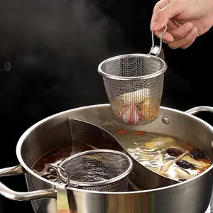 Stainless Steel Filter Basket, Hot Pot Filter Basket, Filter Net for Cooking Spicy Soup Noodles, Wall-mounted Filter Basket for Cooking Vegetables, Kitchen Tools, Restaurant Kitchenware
