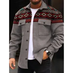 Men’s casual and fashionable jacket, button-down jacket, made from soft, thick Napa fabric, featuring a long-sleeved collared design—perfect for outdoor activities and everyday wear. GARMENTARY