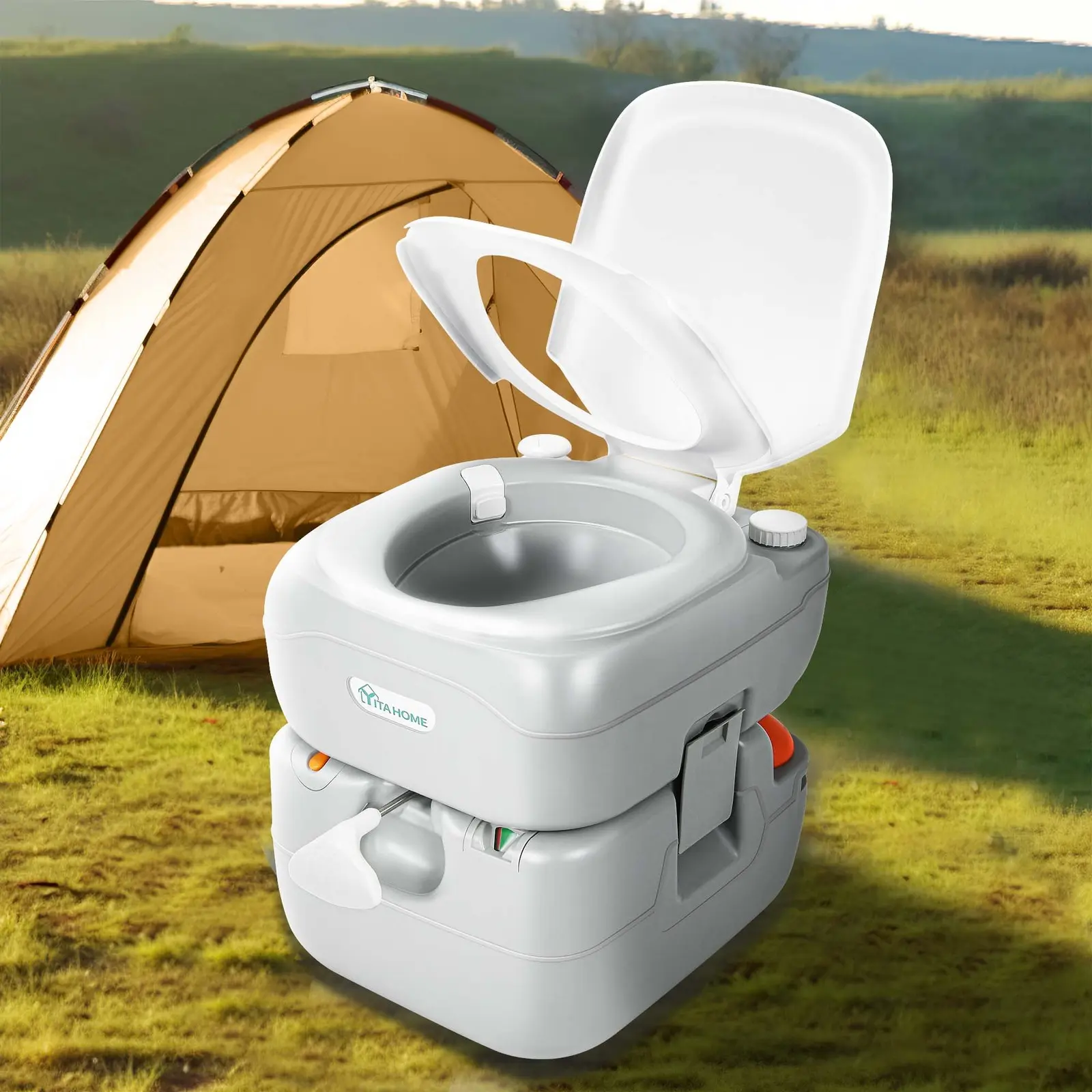 OEDRO 5.8 Gallon RV Portable Toilet 22L Flush Camping Travel Commode Potty W/ Bag