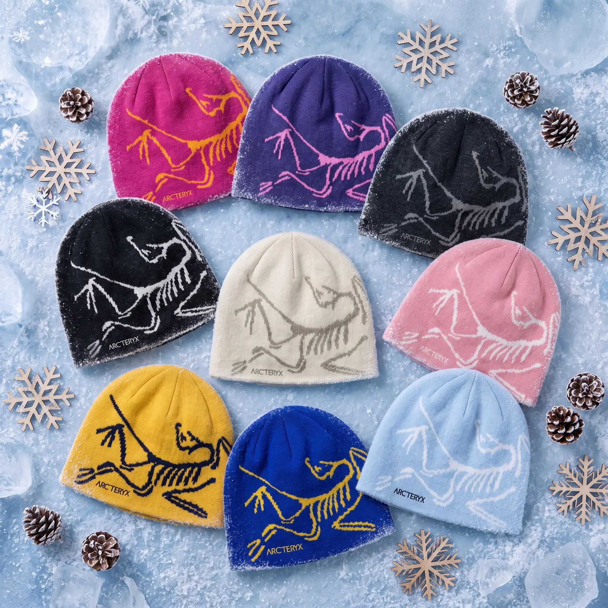 Arcteryx Bird Head Logo Knit Beanie Warm Thermal Winter Hat Selection | Soft Recycled Polyester Wool Blend Toque | Frozen Legacy Y2K Outdoor Climbing Gear