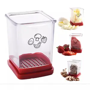 1pc Fruit Slicer, Strawberry Slicer, Egg Slicer, Slicer-Salad Chopper, Fast and Easy to Use Manual Fruit Cutting Processor Kitchen Gadget with Slicing and Dicing Blades Mini Chopper with Three Pieces Accessories