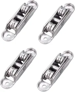 (4pcs)Sliding Door Roller - 4 Pieces Window Pulleys for Smooth | Zinc Alloy Double Wheel Rollers with Angle Adjustable Design for Living Room Kitchen and Study, 2.48x0.63 inches