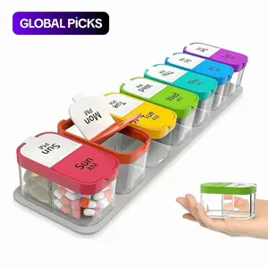 Daily Pill Storage Box, 7-Day Large-Capacity Morning and Afternoon Pill Organizer for Home, Office and Dormitory