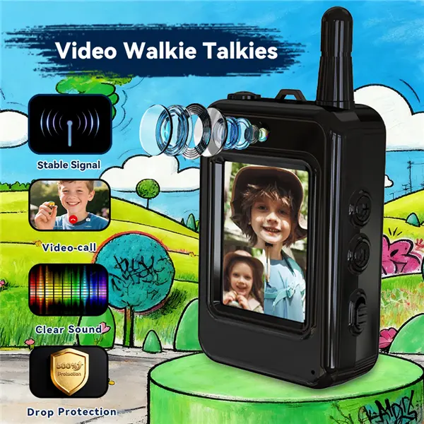 Kids Video Walkie Talkie with Voice Changer-Fun Video Calls, Clear Sound & Stable Signal, Perfect Gift for Kids Indoor & Outdoor Play，2 Pack