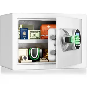 BlackSmith Biometric Safe Digital Home Security Safe with LCD Display Dual Alarm System Mute Mode Quick Access Fingerprint Recognition Lock Box for Money Jewelry, White