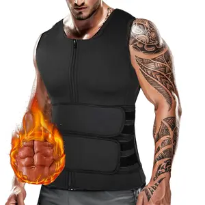 Men Waist Trainer Sauna Suit Shirt, Gym & Exercise Compression Vest, Sweat-Boosting Workout Top Body Shaper Hollow Back Activewear