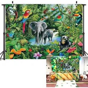 Jungle Safari   Backdrop 7x5FT Tropical Rainforest   Background Primitive Jungle  Photo Booth Studio Props