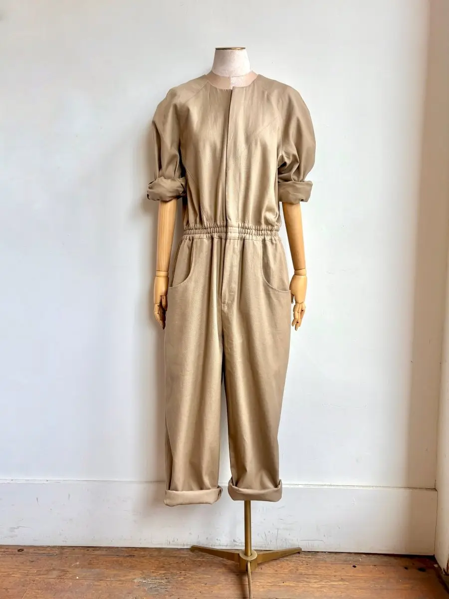 Khaki Hemp-Cotton Jumpsuit