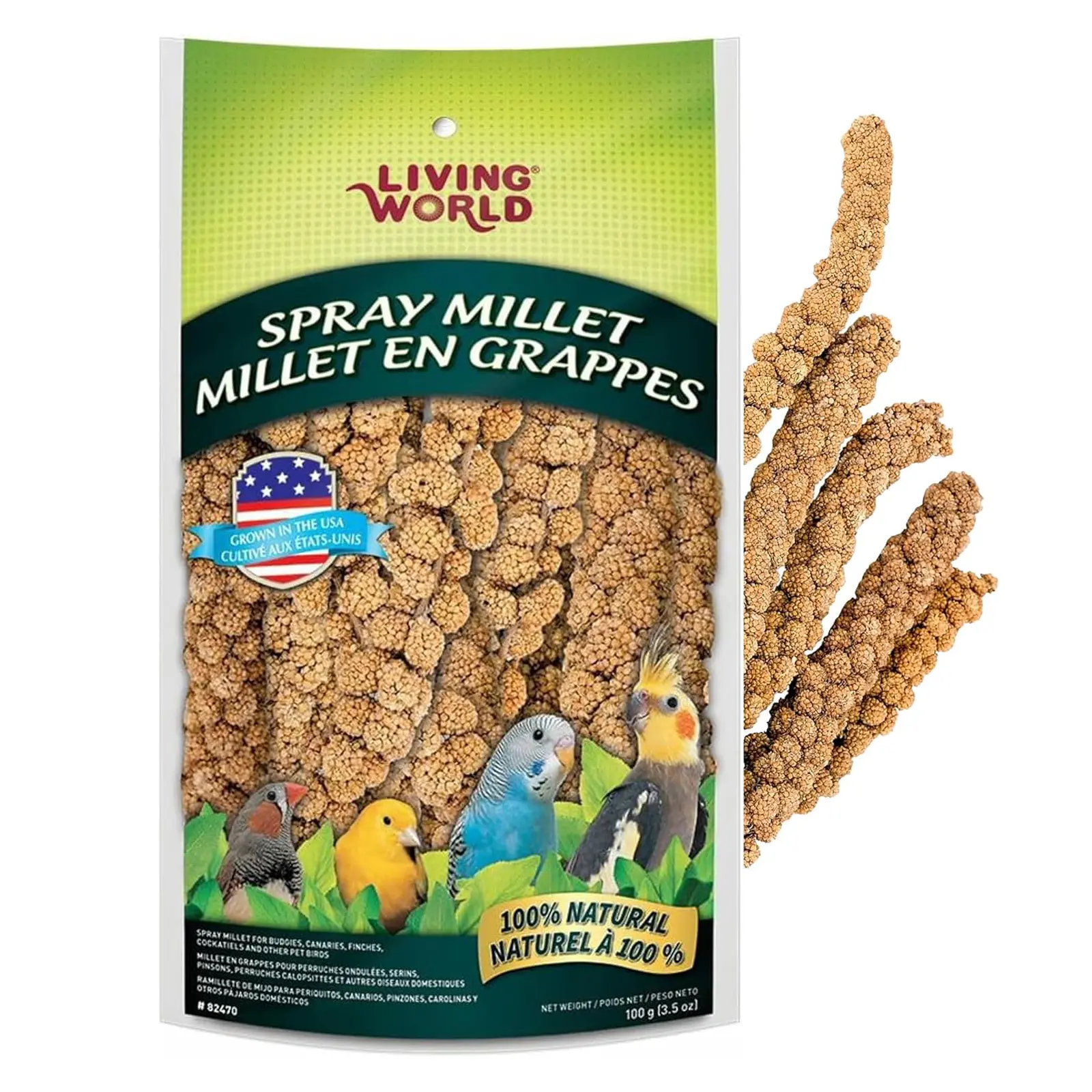 Living World - Millet Spray for Birds, 3.5 Oz Premium Treat for Budgies, Canaries, Finches, Cockatiels and Other Pet Birds