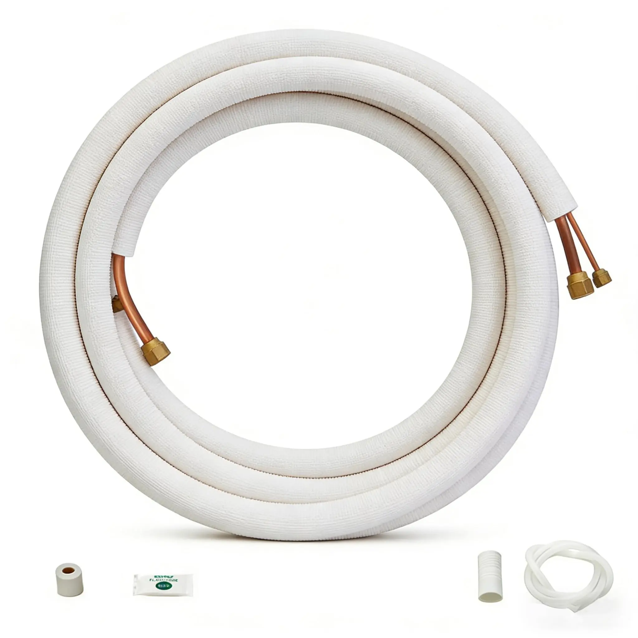 Garvee Mini Split Line Set 16 ft - Pre-Flared Copper Tubing 1/4" + 3/8" or 1/4" + 1/2" OD - 3/8" Triple-Layer Insulation - Twin Pipes Kit for 9K-24K BTU AC/Heat Pump HVAC