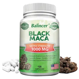 Balincer Black Maca Health Supplement, supports vitality and energy, 120 capsules.