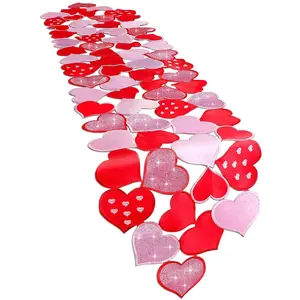 Embroidered Valentine Day Table Runner Love Heart Table Runner 15.7 x 68.9 Inch Valentines Decorations Heart Valentines Day Table Cover for Wedding Valentines Table Decor (Red and Pink Red Rose Red)