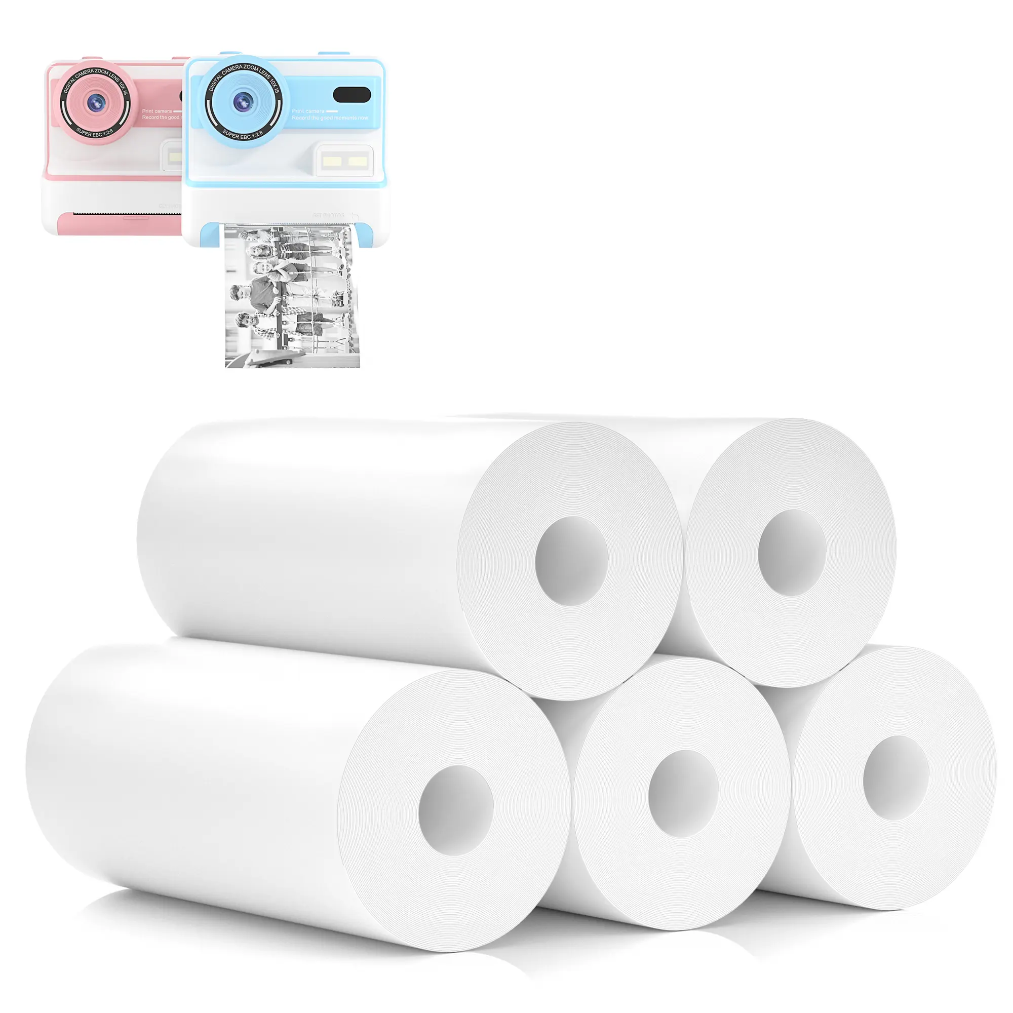 5 Rolls of Kids Camera Instant Printing Paper Thermal Printing for Most Kids Cameras ,Photobooth Satin Photopaper (White) Photographic kit tiktokshopbacktoschool