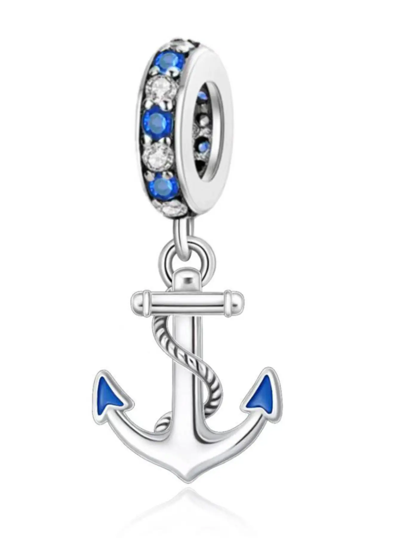 Copper Plated Silver Ship Anchor Charm Pendant, Zircon Embedded, Ocean Voyage Design, Perfect Gift for Friends, All Seasons Jewelry