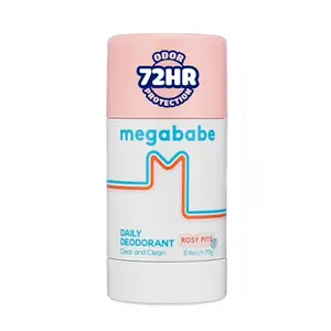 Megababe Daily Deodorant - Rosy Pits | 72 hour Odor Protection | Aluminum-Free, Clear & Clean | 2.6 oz Gentle Body Care