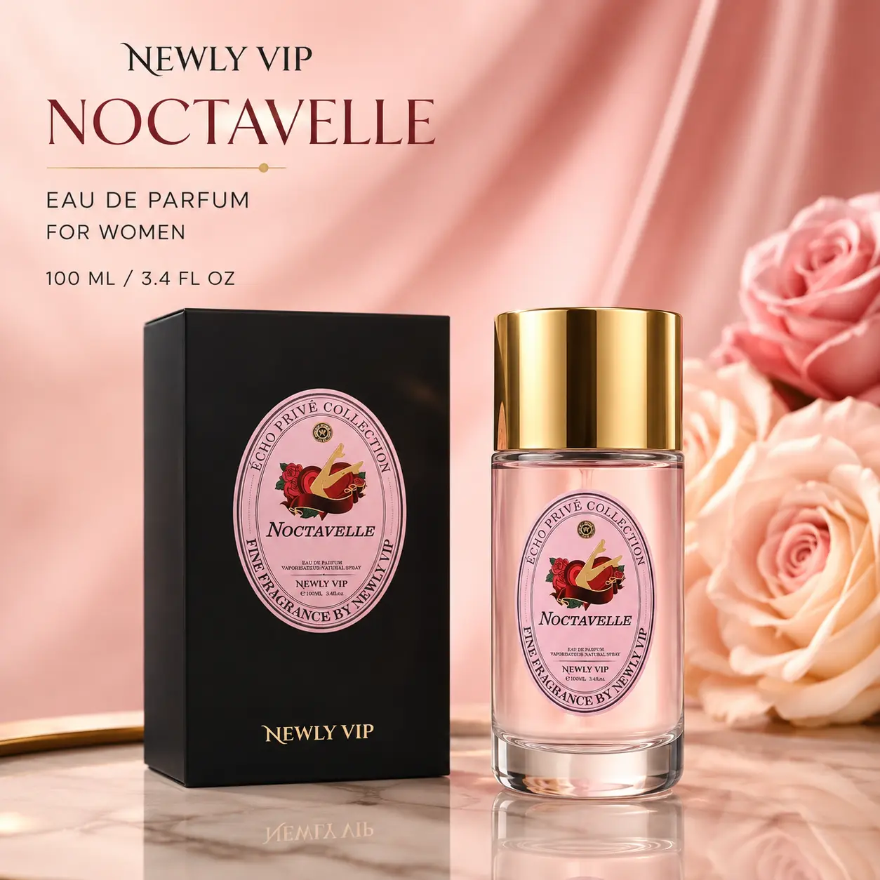 NEWLY VIP Noctavelle Eau de Parfum, Floral Chypre Perfume with Blood Orange, Honey, Tuberose, Rose, Patchouli & Oakmoss, 100ml