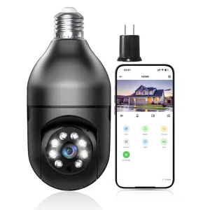 Light Bulb Security Camera WiFi 1080P Wireless Outdoor 360° View Motion Detection Siren Alarm 2-Way Audio Color Night Vision Home Security Cam Black