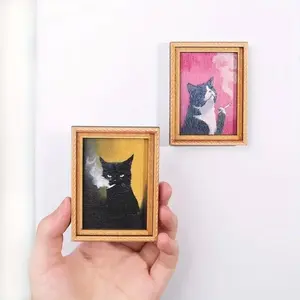 Cute Cat Refrigerator Magnets - Adorable Black & White Cat Design with Pink Accents, Durable Bamboo Material, Perfect for Home & Office Decor, Holiday Gifts, and Kitchen Accessories, Cat Accessories, Refrigerator Decorating Magnet